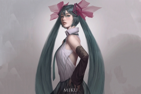 Hatsune Miku - hatsune miku, girl, fantasy, realisitic, art, luminos, pink, anime, manga