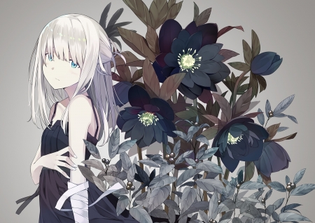 Girl - manga, anime, girl, sutorora, flower