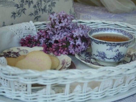 AFTERNOON TEA WITH LILACS - LILAC, AFTERNOON, TEA, FLOWERS