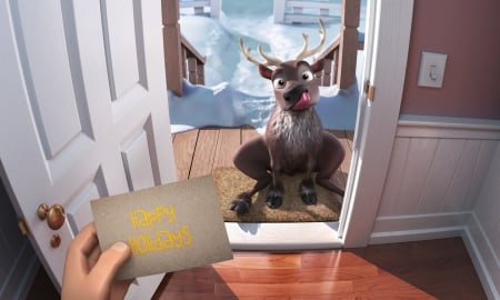 :D - craciun, peter sandeman, silly, funny, fantasy, christmas, reindeer, door, hand