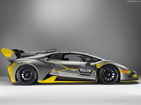 Lamborghini Huracan Super Trofeo Evo Racecar - black wheels, lambo, wing, super car