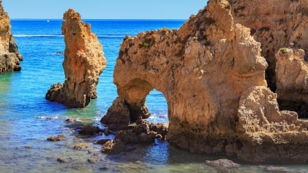 Coast Of Algarve - Portugal, coastline, water, Mediterranean, beach, Coast Of Algarve, sea, ocean, nature, Coast