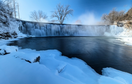 Root River Falls in Winter - ice, lanesboro, river, winter, waterfalls, minnesota, sub-zero