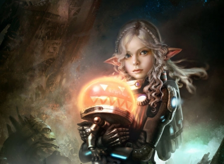 Kris the starfarer - elf, fantasy, choi yongjae, girl, art, luminos