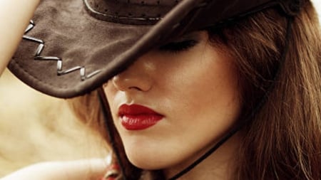 Im Thinking - woman, girl, hat, lips