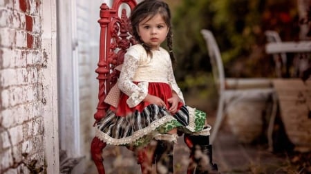 Ill just Take a seat - dress, girl, nature, chair