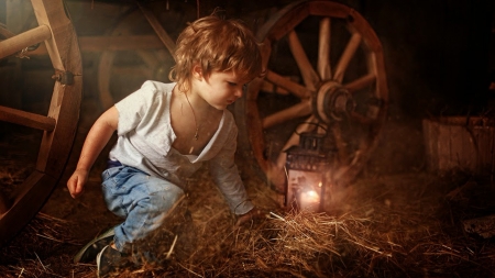 give me light - child, farm, boy, barn