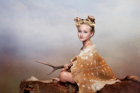 Little beauty - ania bojda, deer, girl, little, copil, child