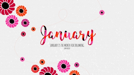 January - white, january, card, pink, word, orange