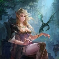 Elf girl with dragon