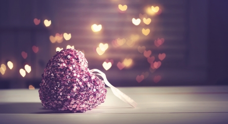 Happy Valentine's Day! - bokeh, glitter, pink, heart, boekh, card, valentine