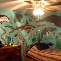 My son's bedroom! Painted by me and a friend!!