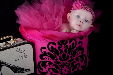 Baby girl - fashion, girl, pink, copil, baby, sweet, child, black, cute, suitcase