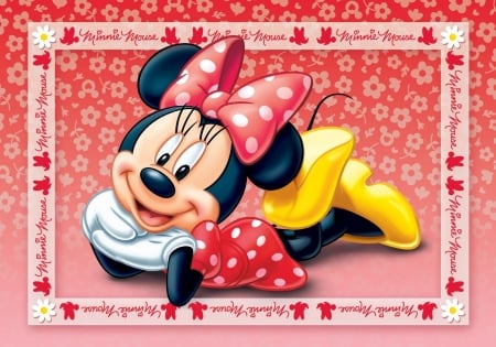 Minnie Mouse - red, minnie mouse, bow, cute, yellow, disney