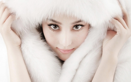 Beauty - fur, winter, woman, model, girl, eyes, face, asian