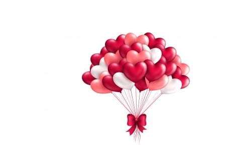 Happy Valentine's Day! - heart, balloon, red, valentine, bow, card, pink