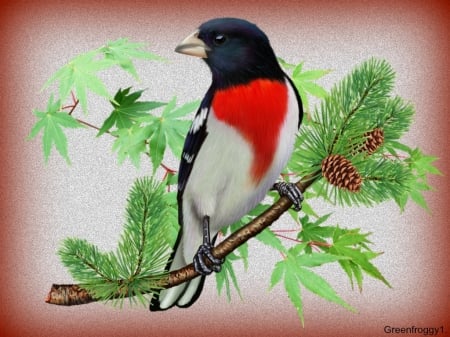 BIRD ON A BRANCH - creation, pretty, bird, branch