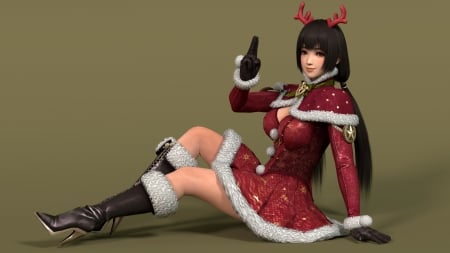 Christmas girl - red, fantasy, zd graphics, game, craciun, girl, christmas