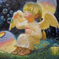 Angel making bubbles