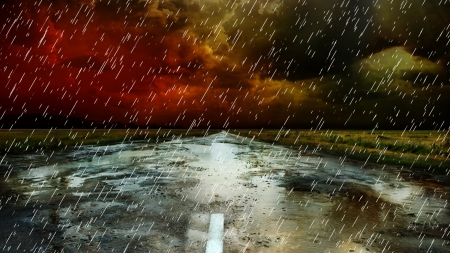 Drive in the Rain - clouds, danger, road, shower, hhighway, street, puddles, Firefox Persona theme, rain, drive, white line