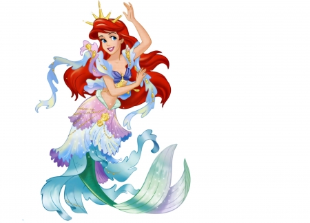 Ariel - ariel, redhead, girl, summer, child, fantasy, white, siren, blue, mermaid, disney