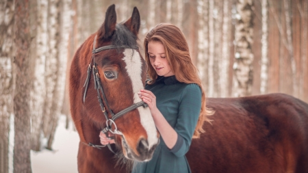 Lovely Girl - woman, horse, outdoor, model