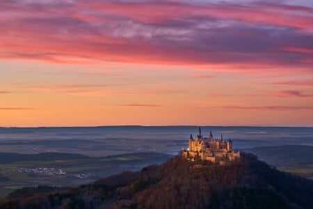 Hohenzollern Castle at Sunset - medieval, sunset, castle, germany