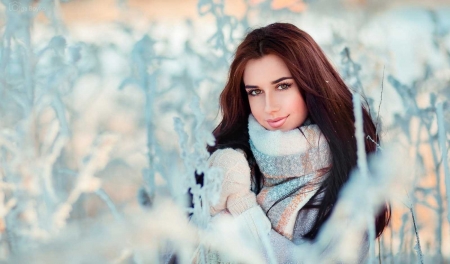 Beauty - olga boyko, white, winter, blue, woman, model, girl