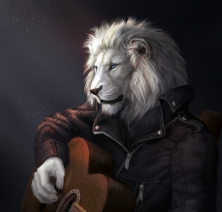 :) - white, art, lion, guitar, luminos, leu, instrument, fantasy