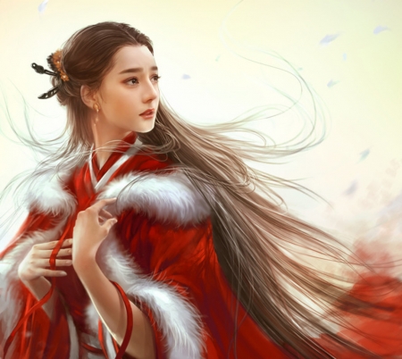 Princess - princess, craciun, yankong bu, girl, frumusete, asian, fantasy, christmas, art, luminos