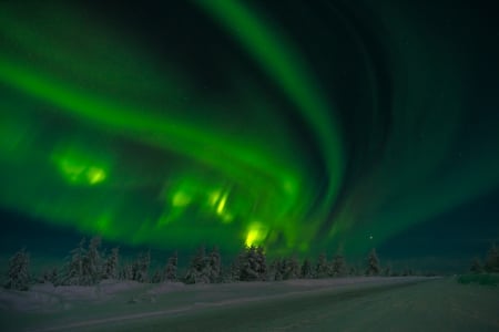 Winter Sky - nature, sky, snow, winter, aurora, lights