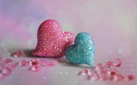 Happy Valentine's Day ! - heart, blue, valentine, card, pink