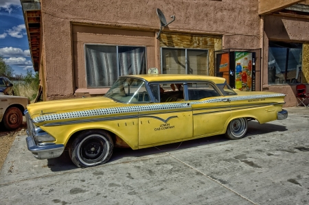 Old Taxi - taxi, yellow, transport, car, old