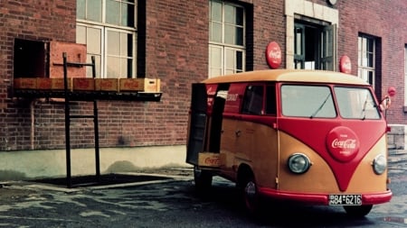 volkswagen kombi - buidling, kombi, coca-cola, volkswagen