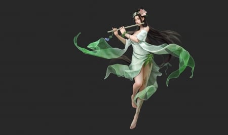 Fantasy Girl - Fantasy, Girl, Artwork, Flute