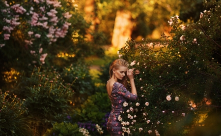 Pretty in the garden - girl, sweet, tree, garden