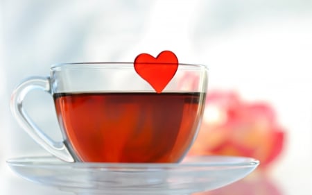 tea heart - tea, saucer, heart, cup