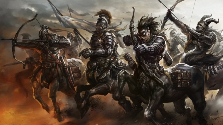 centaurs - battle, archer, helmet, centaur, armour