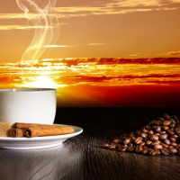 Cinnamon coffee at sunset