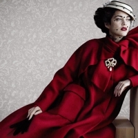 Vintage Lady in Red Coat