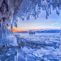 Ice cave, Lake Baikal, Russia