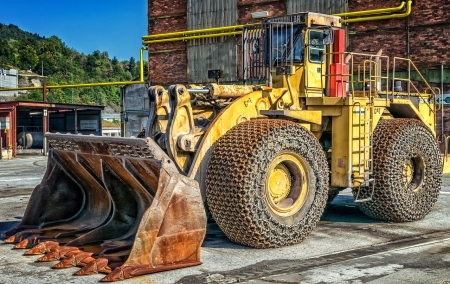 Wheel Loader - Power, Yellow, Truck, Big, Wheels, Chain