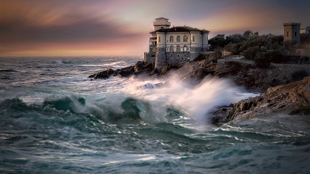 Castle Boccale - Castle Boccale, nature, castles, waves, medieval