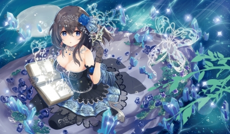 Sagisawa Fumika - anime, water, blue, book, girl, tetsujin momoko, manga, white, sagisawa fumika