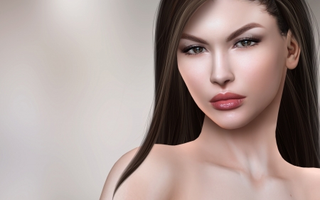 Girl - fantasy, rendering, girl, face, luminos