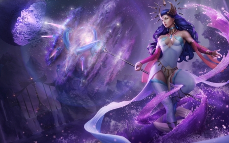 Lana Solaris - girl, lana solaris, frumusete, drewdiddy1996, fantasy, mag, purple, game, pink, blue, luminos