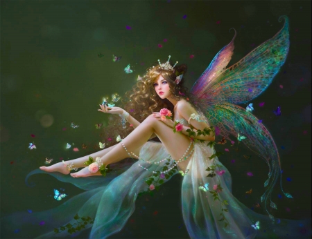 Fabulous Fairy - woman, female, girl, wings, lovely, fantasy, art, pretty, beautiful, fairy, digital