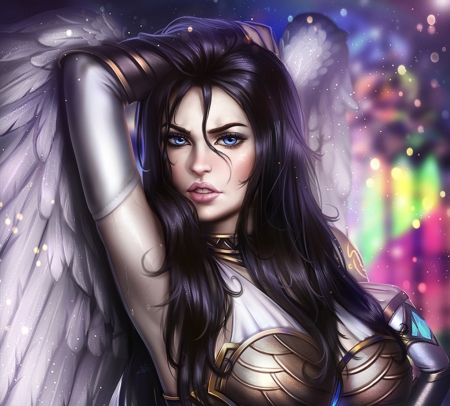 Angel - nicole, girl, feather, angel, frumusete, fantasy, ayyasap, wings, brunette, luminos