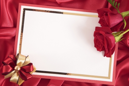 Happy Valentine's Day! - white, red, valentine, rose, bow, card, flower