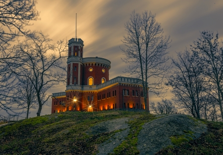 Kastellholmen Castle in Sweden - trees, sweden, evening, castle, sky